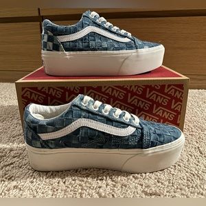 Patchwork Denim Platform Vans